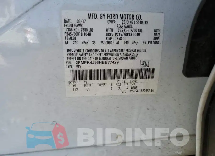 2FMPK4J98HBB77429 Photo# 13