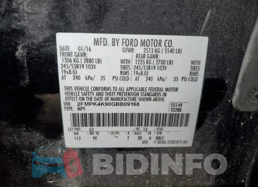 2FMPK4K90GBB09168 Photo# 12