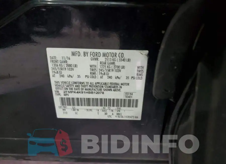 2FMPK4K91HBB12078 Photo# 13