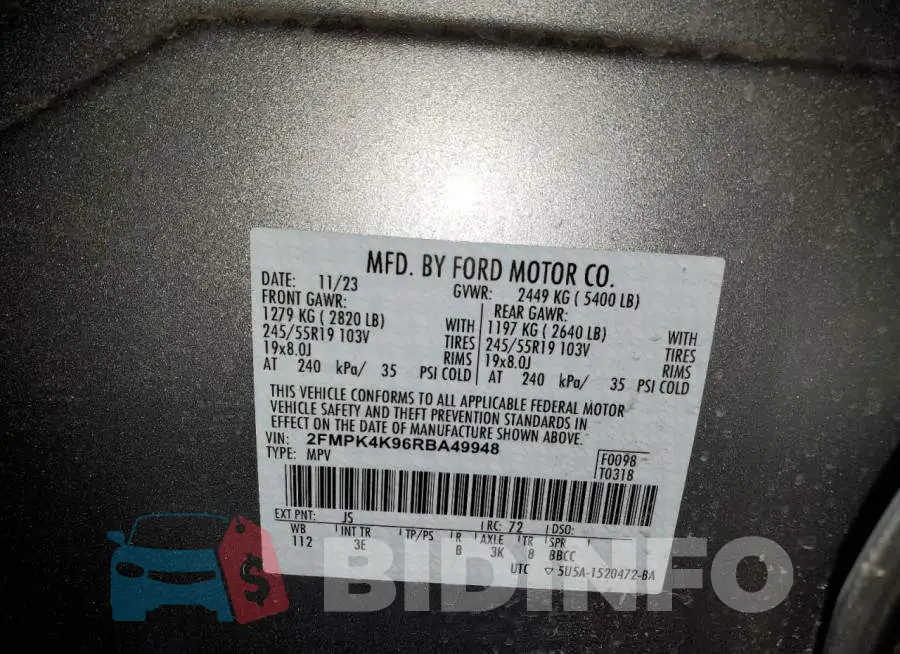 2FMPK4K96RBA49948 Photo# 13
