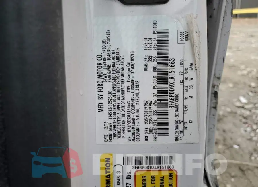 3FA6P0D9XLR151663 Photo# 12