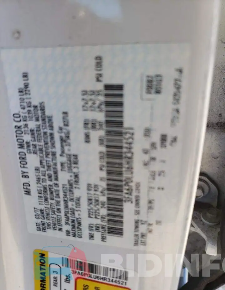3FA6P0LU6HR344521 Photo# 12
