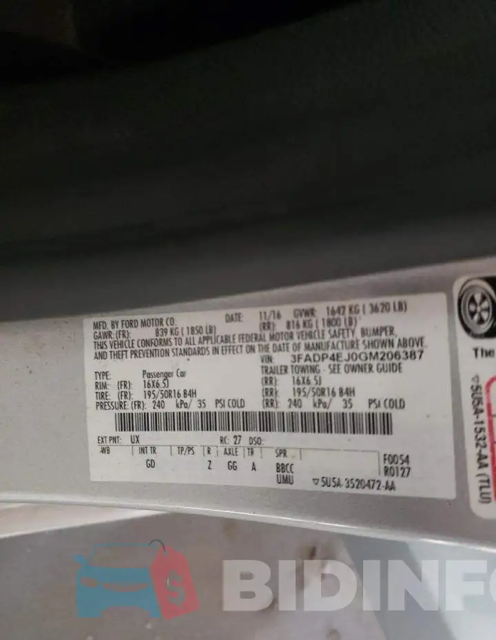 3FADP4EJ0GM206387 Photo# 12