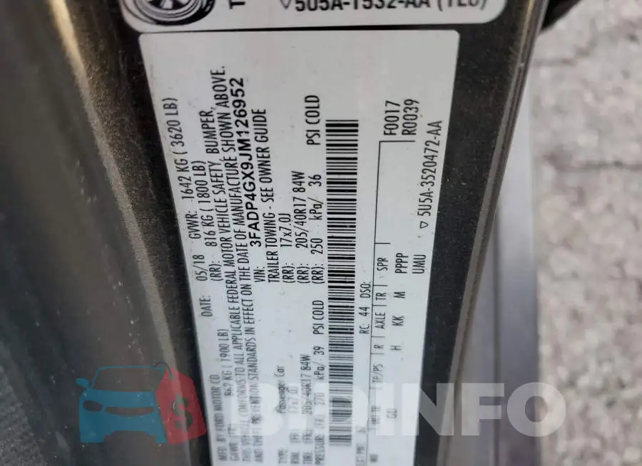 3FADP4GX9JM126952 Photo# 13