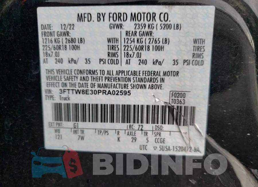 3FTTW8E30PRA02595 Photo# 12