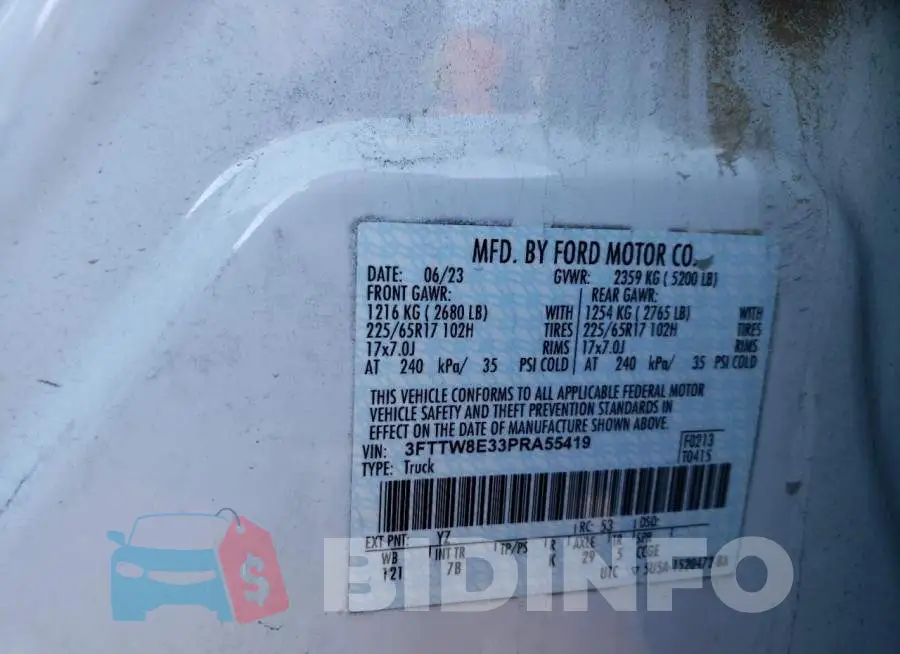3FTTW8E33PRA55419 Photo# 13