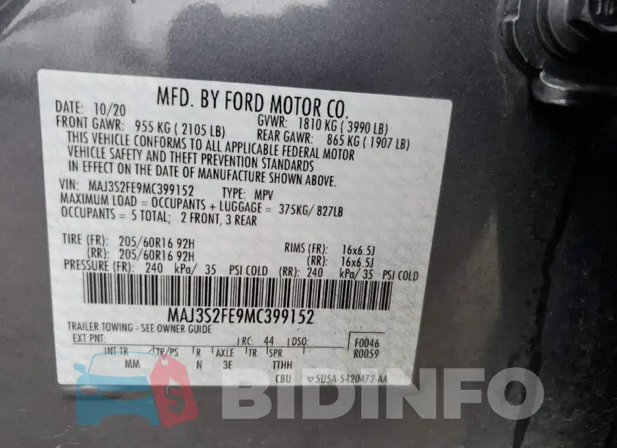 MAJ3S2FE9MC399152 Photo# 12