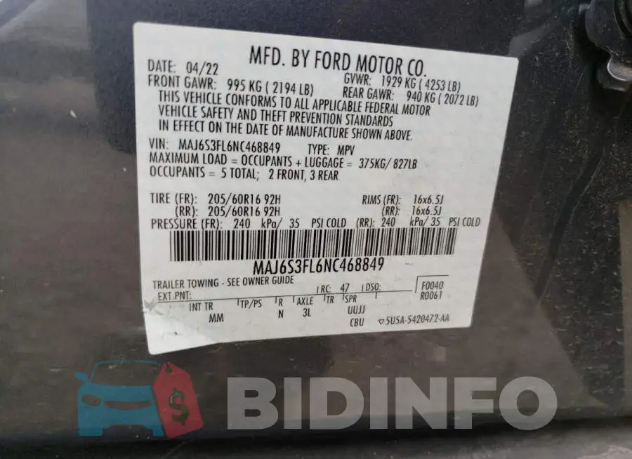 MAJ6S3FL6NC468849 Photo# 13