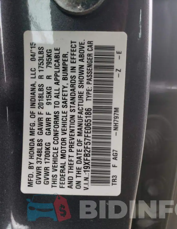 19XFB2F57FE065186 Photo# 12