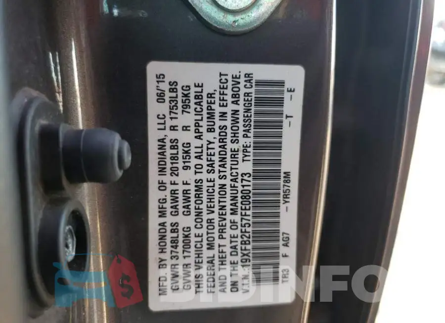 19XFB2F57FE080173 Photo# 12