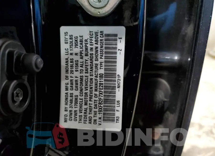 19XFB2F7XFE281180 Photo# 12