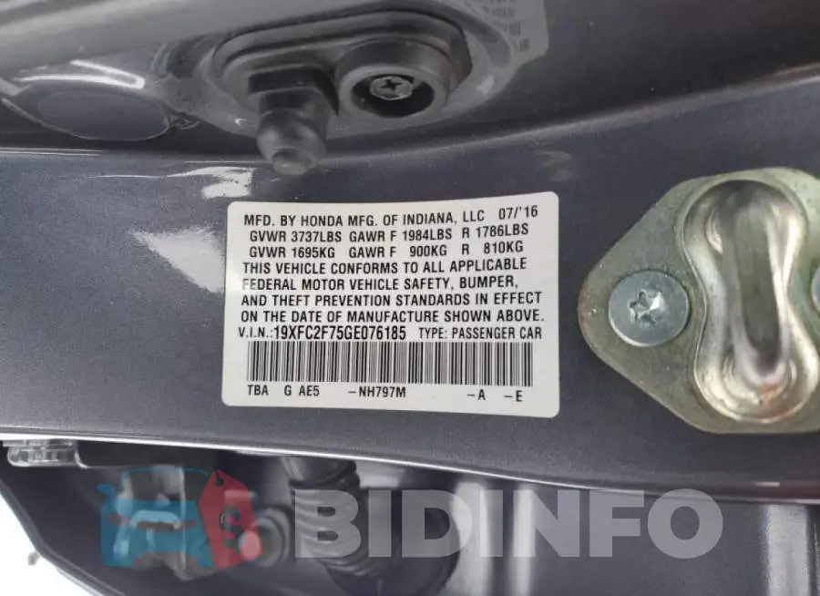 19XFC2F75GE076185 Photo# 12