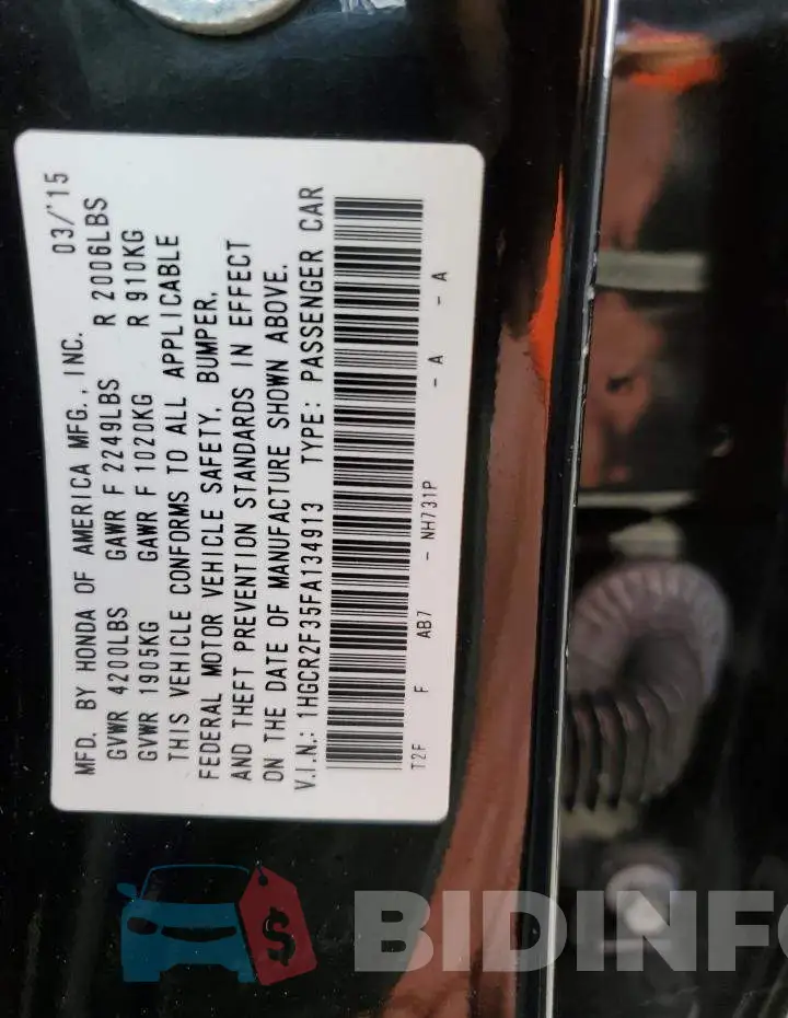 1HGCR2F35FA134913 Photo# 12