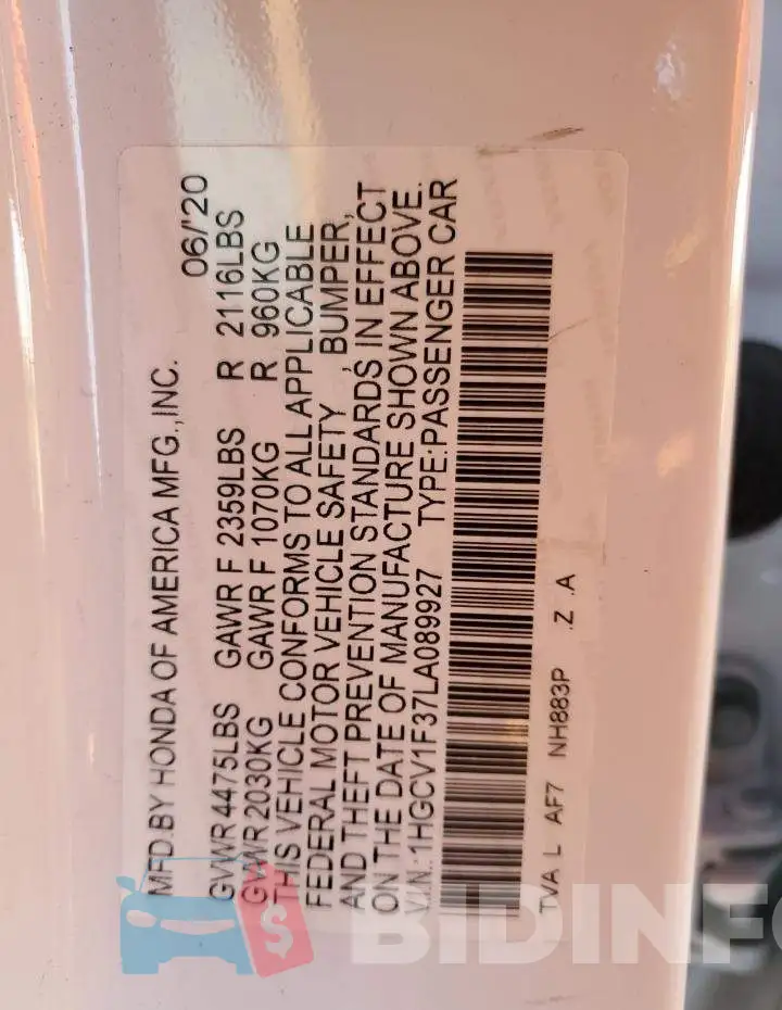 1HGCV1F37LA089927 Photo# 12