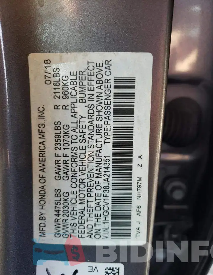 1HGCV1F38JA214351 Photo# 12