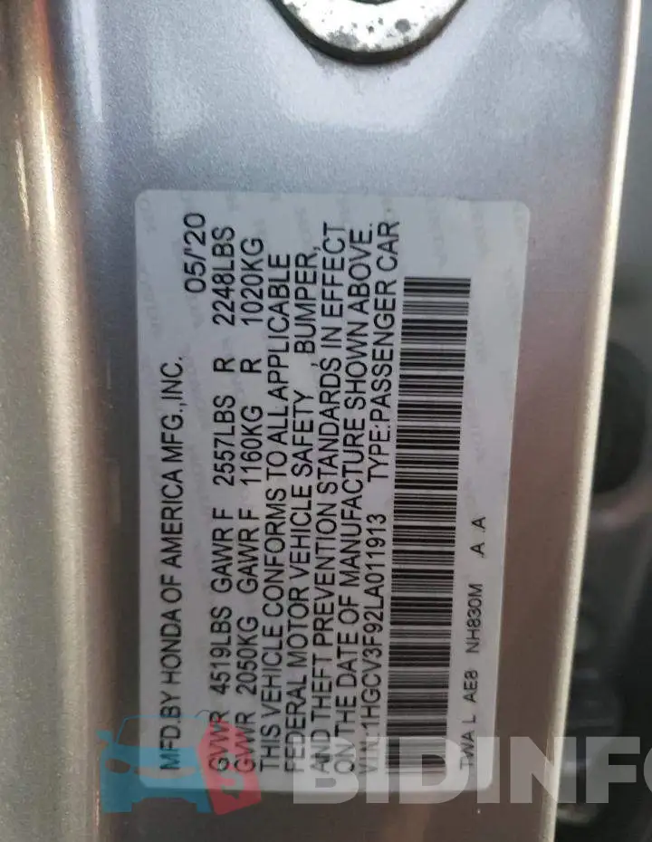 1HGCV3F92LA011913 Photo# 13