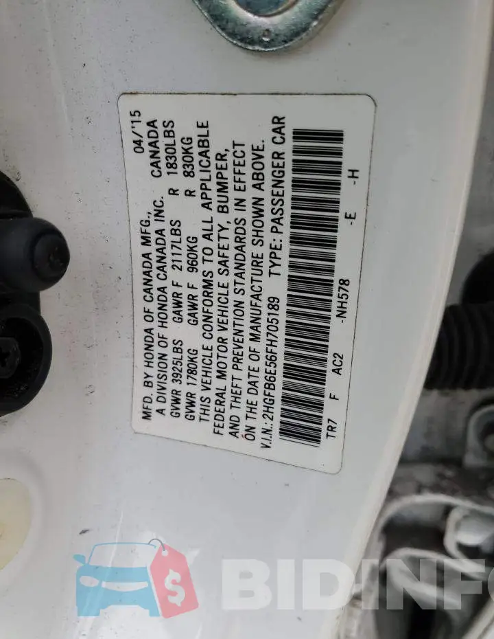 2HGFB6E56FH705189 Photo# 12