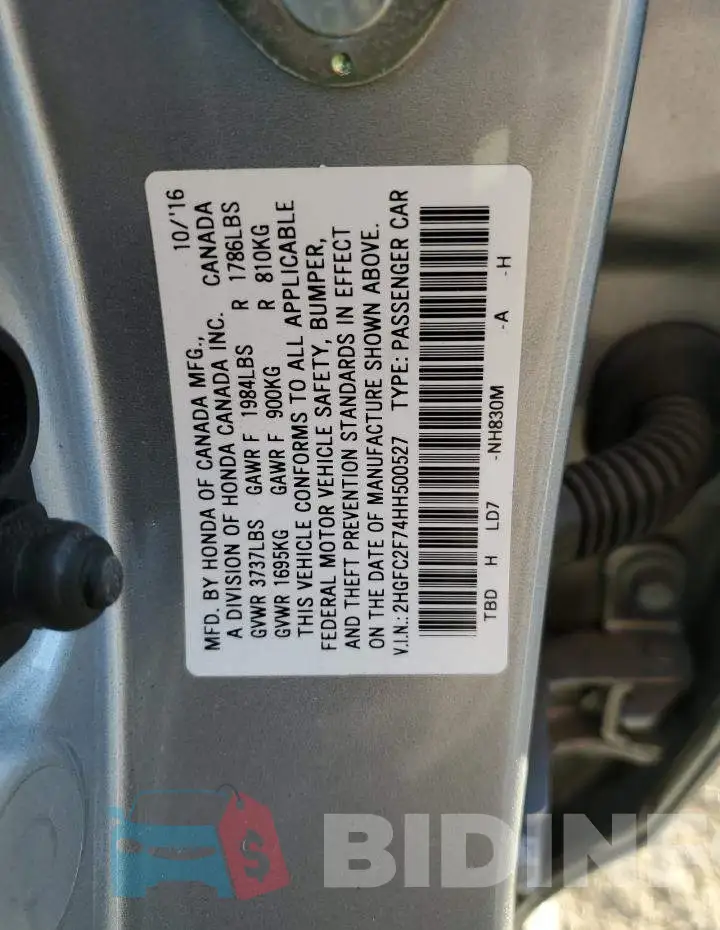2HGFC2F74HH500527 Photo# 12