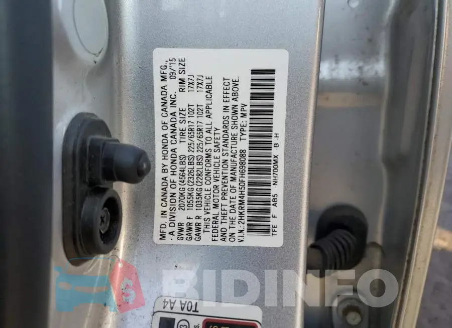 2HKRM4H50FH698088 Photo# 13
