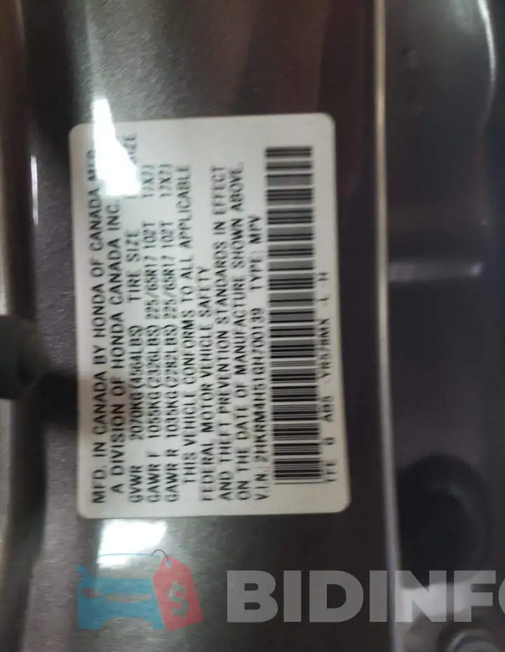 2HKRM4H51GH700139 Photo# 12