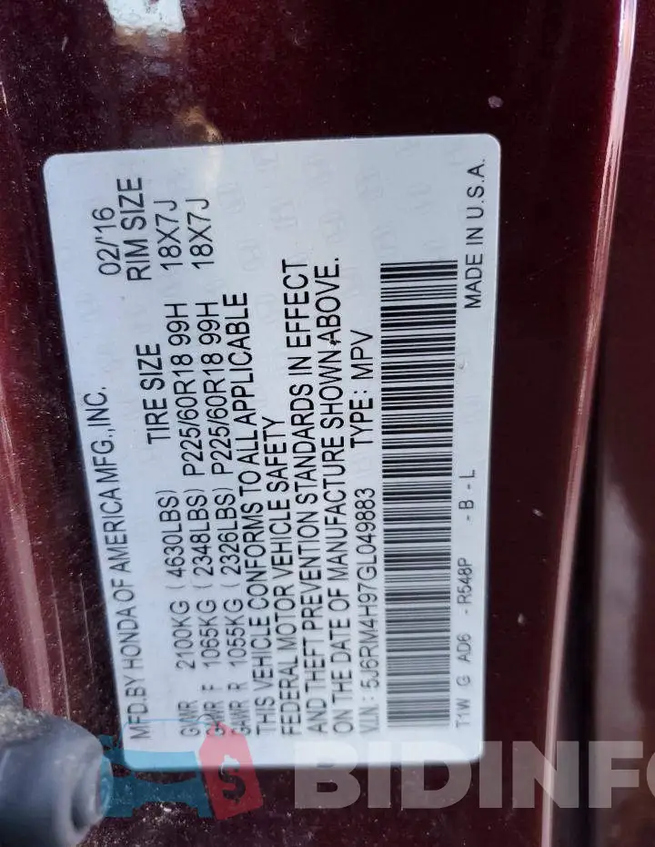 5J6RM4H97GL049883 Photo# 12