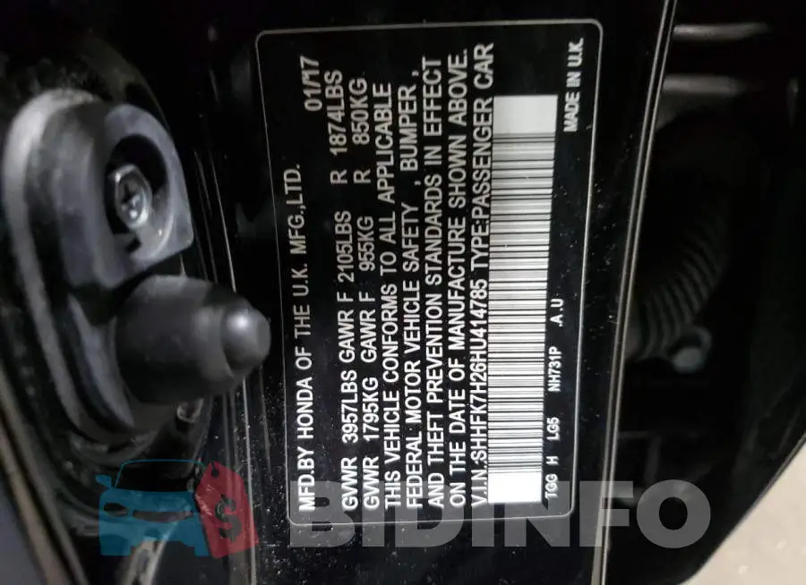SHHFK7H26HU414785 Photo# 12
