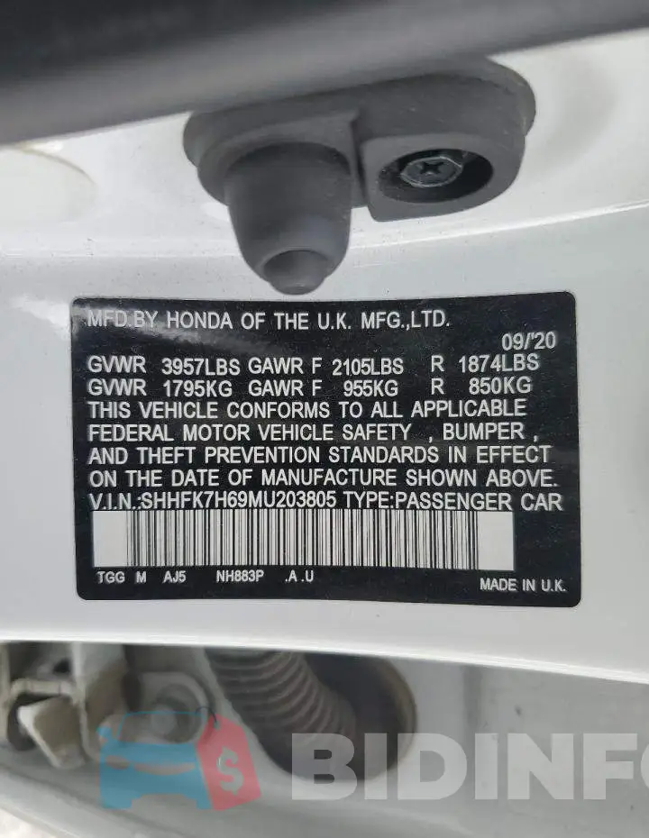 SHHFK7H69MU203805 Photo# 13