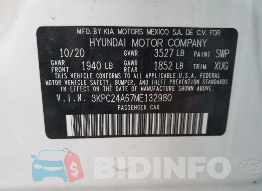3KPC24A67ME132980 Photo# 13