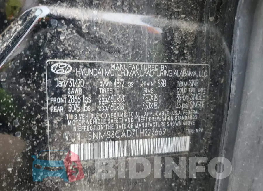 5NMS3CAD7LH222669 Photo# 13