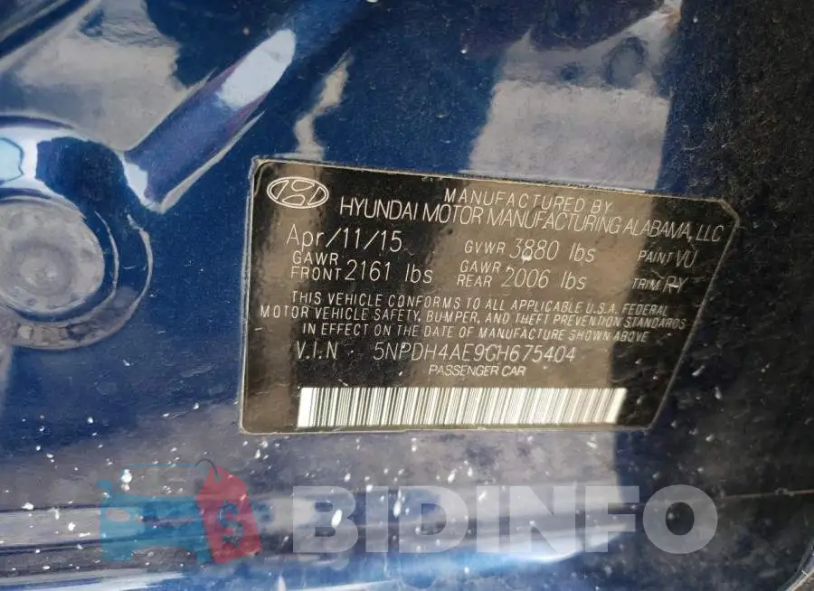 5NPDH4AE9GH675404 Photo# 12