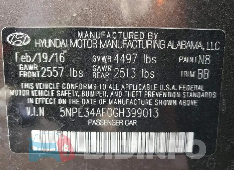 5NPE34AF0GH399013 Photo# 12