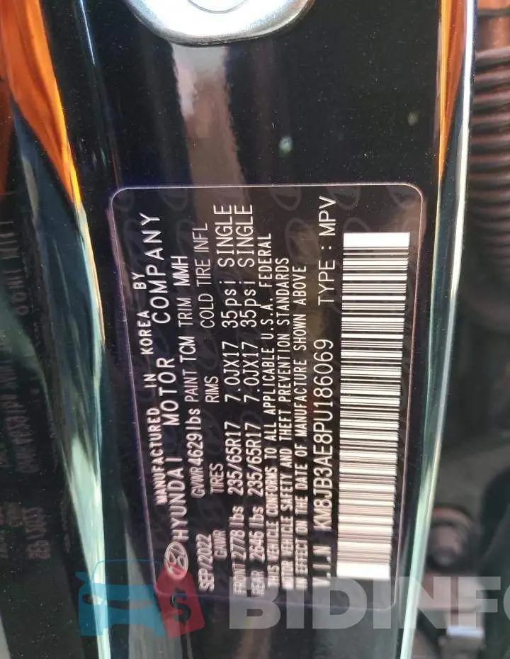 KM8JB3AE8PU186069 Photo# 12
