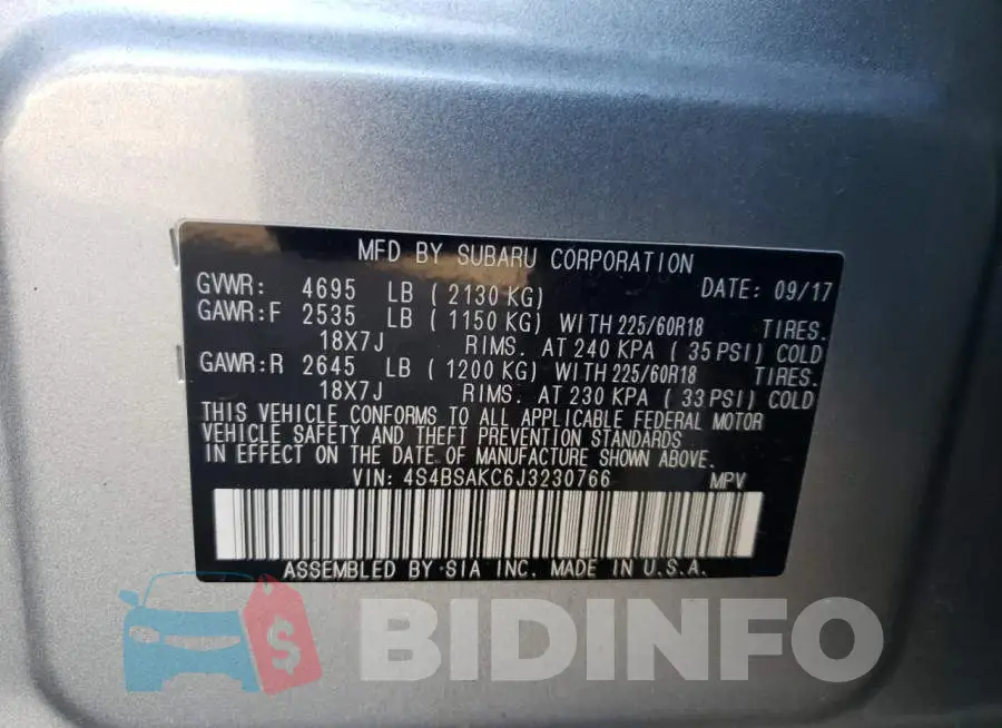 4S4BSAKC6J3230766 Photo# 12