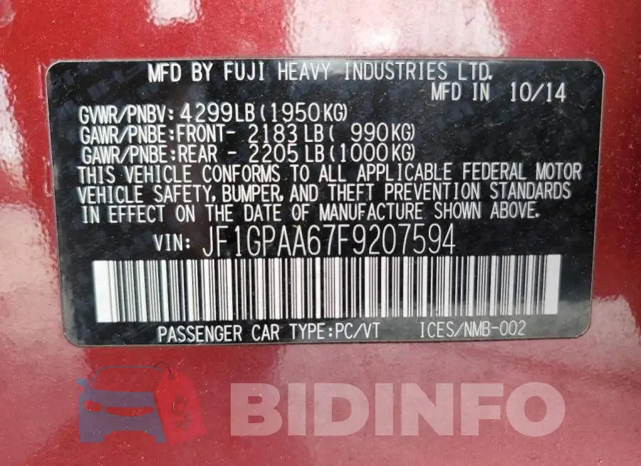 JF1GPAA67F9207594 Photo# 13