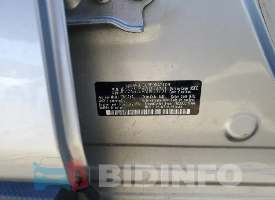 JF2SKAJCXKH414751 Photo# 13
