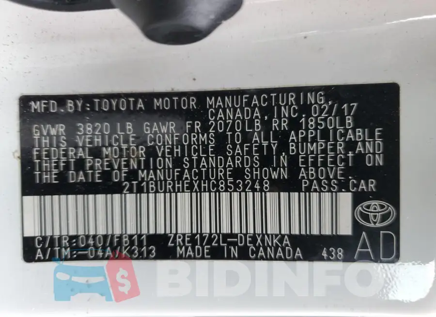 2T1BURHEXHC853248 Photo# 12