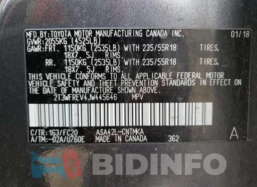 2T3WFREV4JW445646 Photo# 13