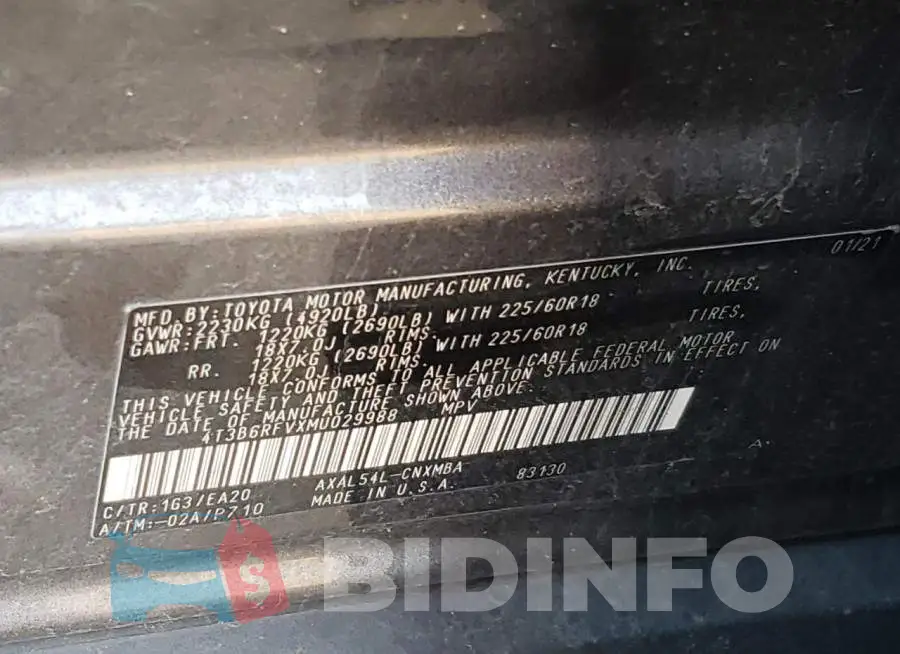4T3B6RFVXMU029988 Photo# 13