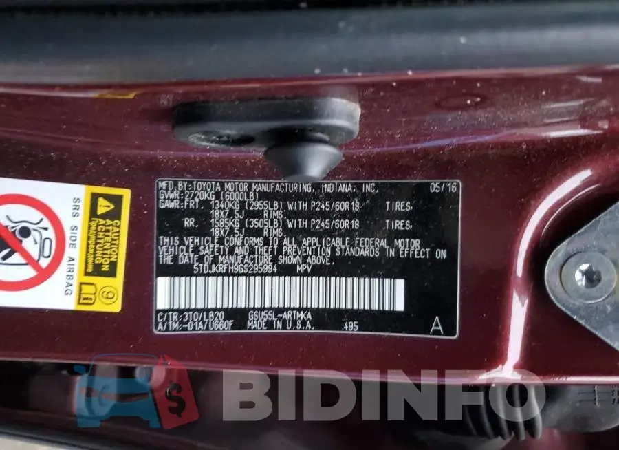 5TDJKRFH9GS295994 Photo# 13