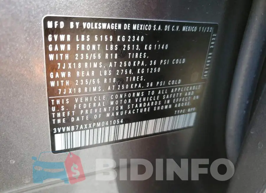3VVNB7AXXPM041054 Photo# 12