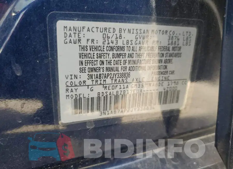 3N1AB7AP2JY338836 Photo# 12