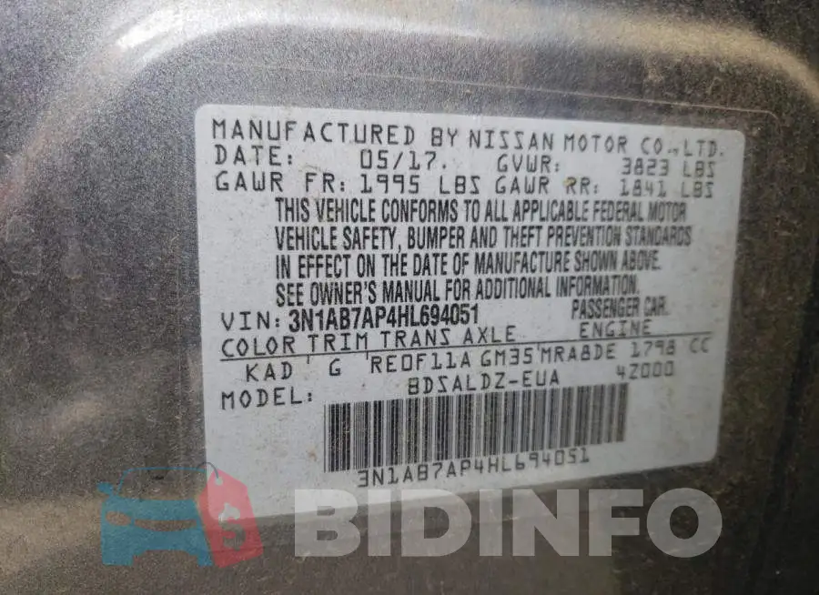 3N1AB7AP4HL694051 Photo# 12
