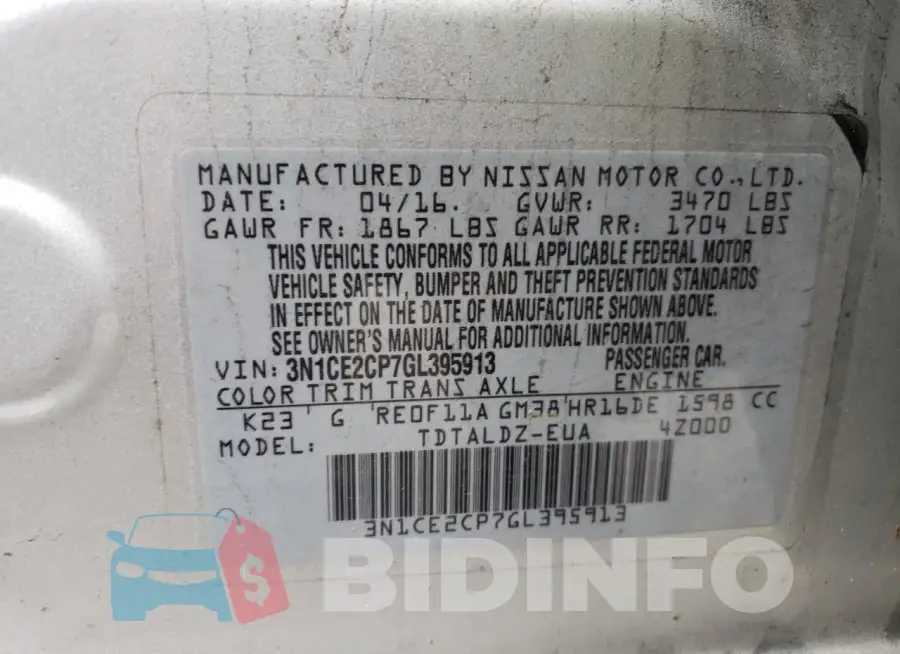 3N1CE2CP7GL395913 Photo# 13