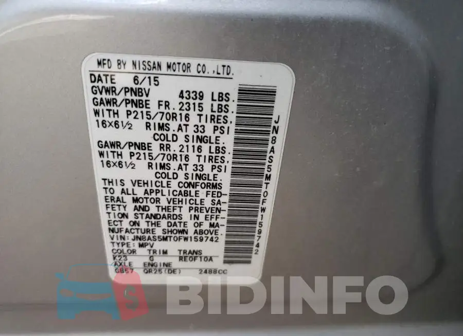 JN8AS5MT0FW159742 Photo# 13