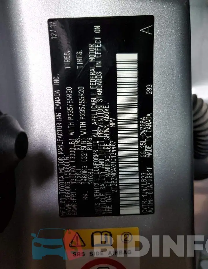 2T2BZMCAXHC134487 Photo# 12