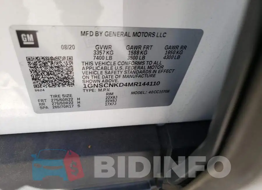 1GNSCNKD4MR144110 Photo# 13