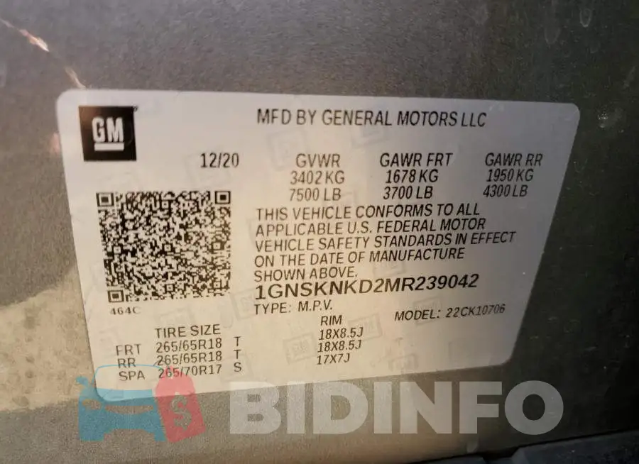 1GNSKNKD2MR239042 Photo# 13