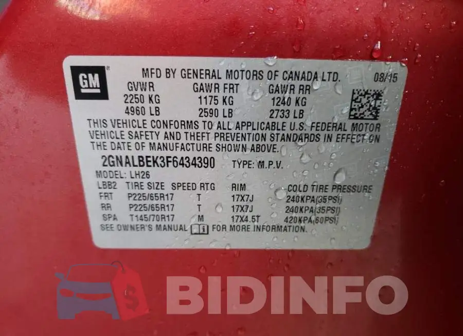 2GNALBEK3F6434390 Photo# 13