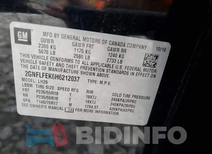 2GNFLFEK6H6212037 Photo# 13