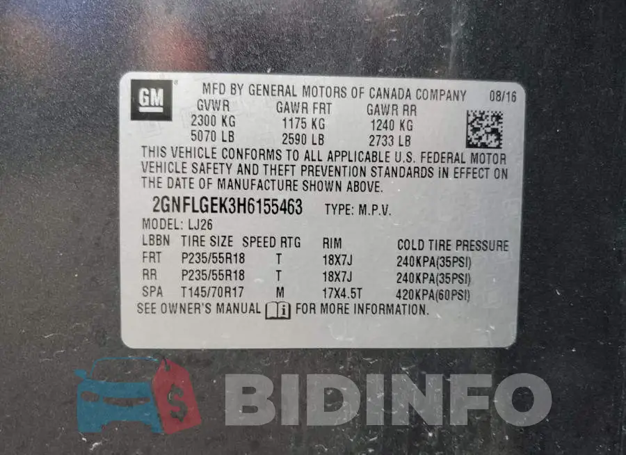 2GNFLGEK3H6155463 Photo# 13
